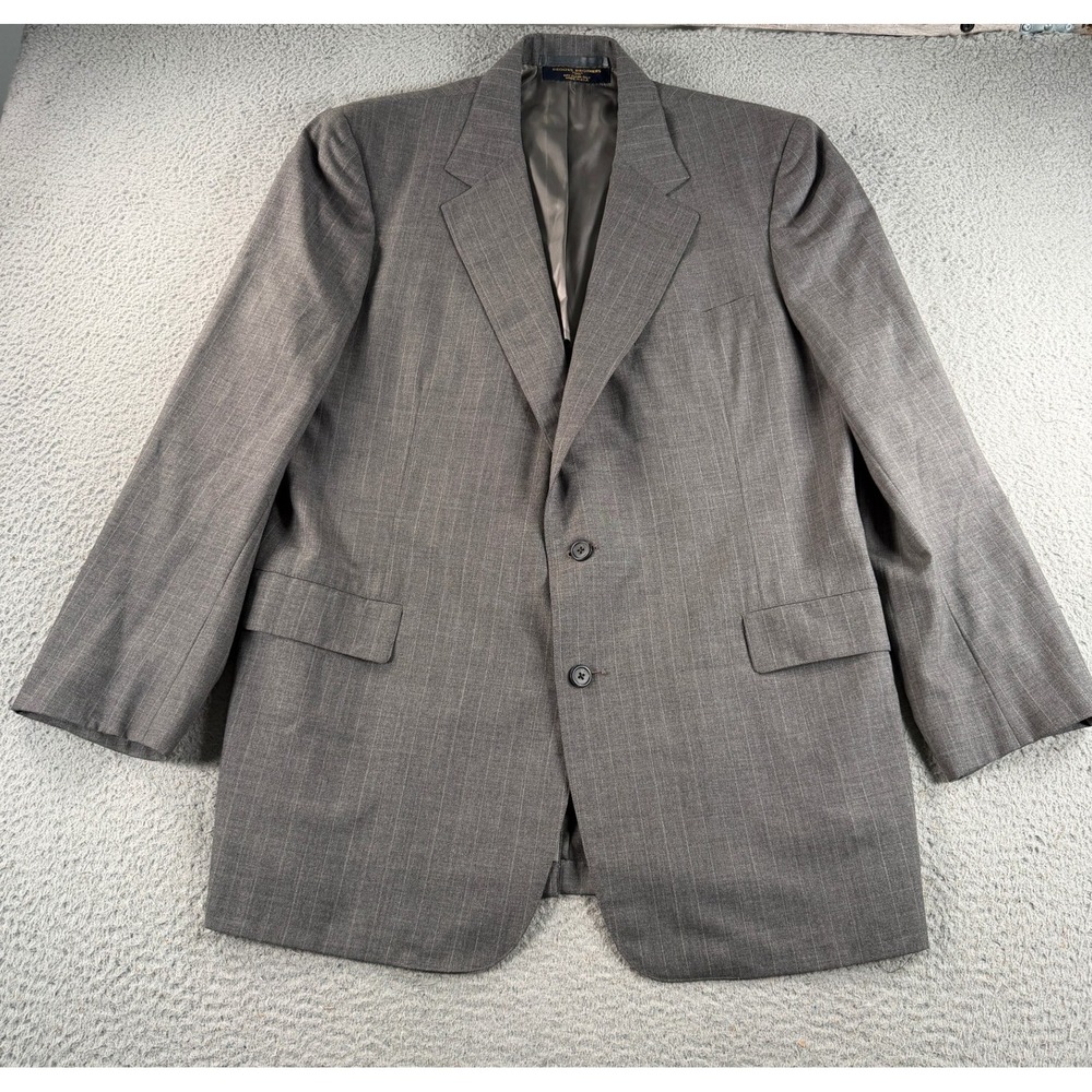 VTG Brooks Brothers 346 Blazer Men 46R Grey Pinstripe Wool Sport Coat Half Lined